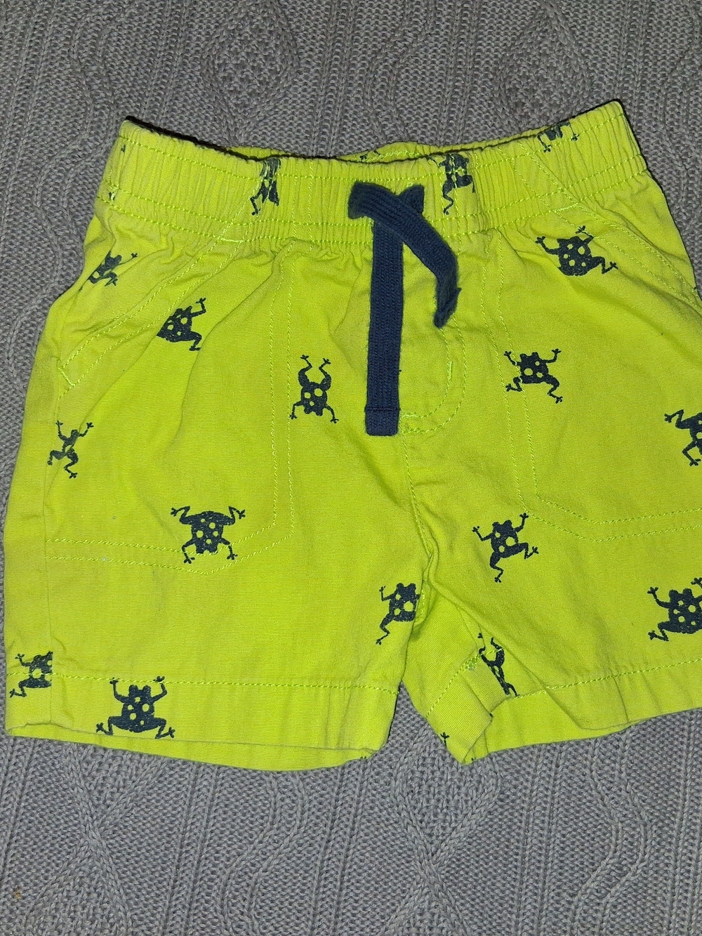 jumping beans Neon Lime Shorts with Navy Frog Print and Drawstring